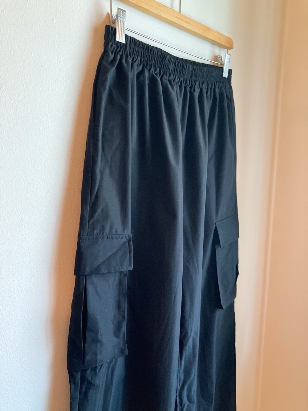 SHEIN Wide-Leg High-Rise Pull-on Cargo Pants Black Lightweight Large - Picture 2 of 9